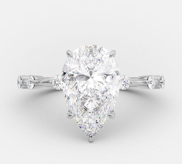2.50 CT Pear Cut Dainty Pave Setting Moissanite Engagement Ring 5