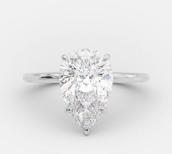 3.10 CT Pear Cut Solitaire Style Moissanite Engagement Ring 4