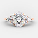 2.1 CT Oval Cut Cluster Style Moissanite Engagement Ring 6