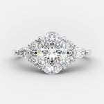 2.1 CT Oval Cut Cluster Style Moissanite Engagement Ring 4