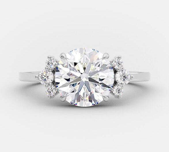 2.0 CT Round Cluster Style Moissanite Engagement Ring 5