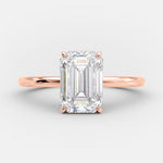 3.17  CT Emerald Cut Solitaire Style Moissanite Engagement Ring 6