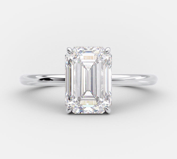 3.17  CT Emerald Cut Solitaire Style Moissanite Engagement Ring 4