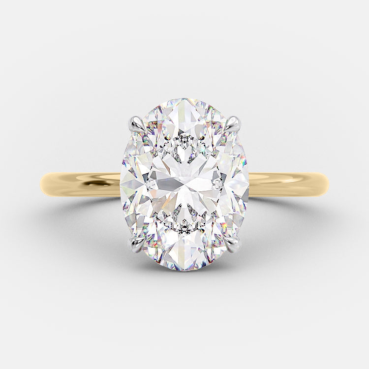 2.72 CT Oval Solitaire & Hidden Halo Moissanite Engagement Ring 6