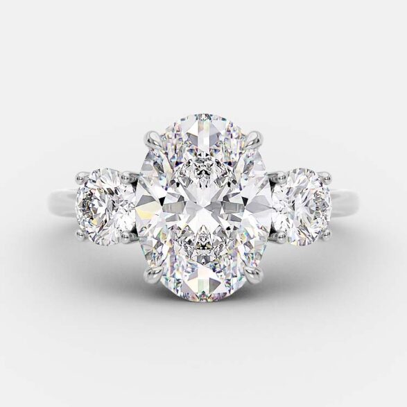 2.1 CT Oval Three Stone Moissanite Engagement Ring 4