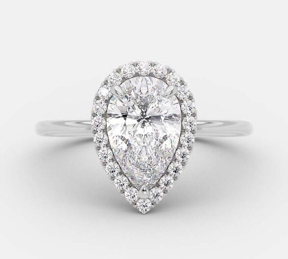 2.5 CT Pear Halo Style Moissanite Engagement Ring 4