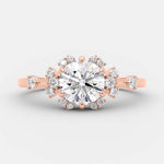 1.0 CT Round Cut Cluster Art Deco Style Moissanite Engagement Ring 7