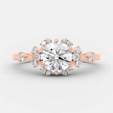1.0 CT Round Cut Cluster Art Deco Style Moissanite Engagement Ring 7