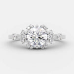 1.0 CT Round Cut Cluster Art Deco Style Moissanite Engagement Ring 5