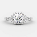 1.0 CT Round Cut Cluster Art Deco Style Moissanite Engagement Ring 5