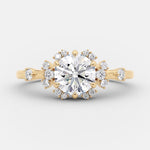1.0 CT Round Cut Cluster Art Deco Style Moissanite Engagement Ring 6