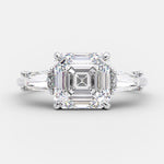 2.03 CT Asscher Cut Three Stone Moissanite Engagement Ring 5