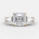 2.03 CT Asscher Cut Three Stone Moissanite Engagement Ring 6