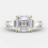 2.03 CT Asscher Cut Three Stone Moissanite Engagement Ring 6