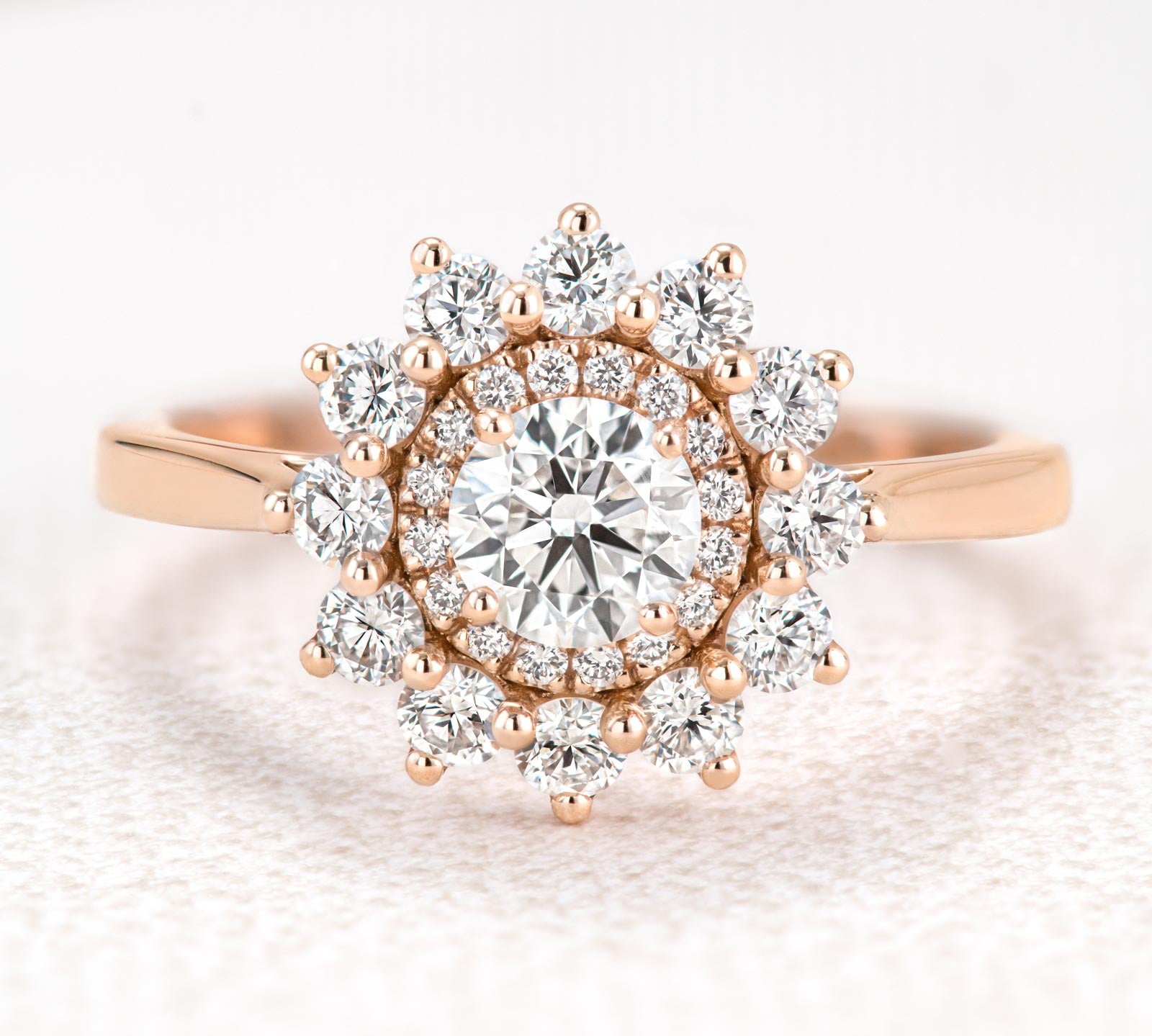 0.50 CT Round Shaped Moissanite Halo Engagement Ring 1