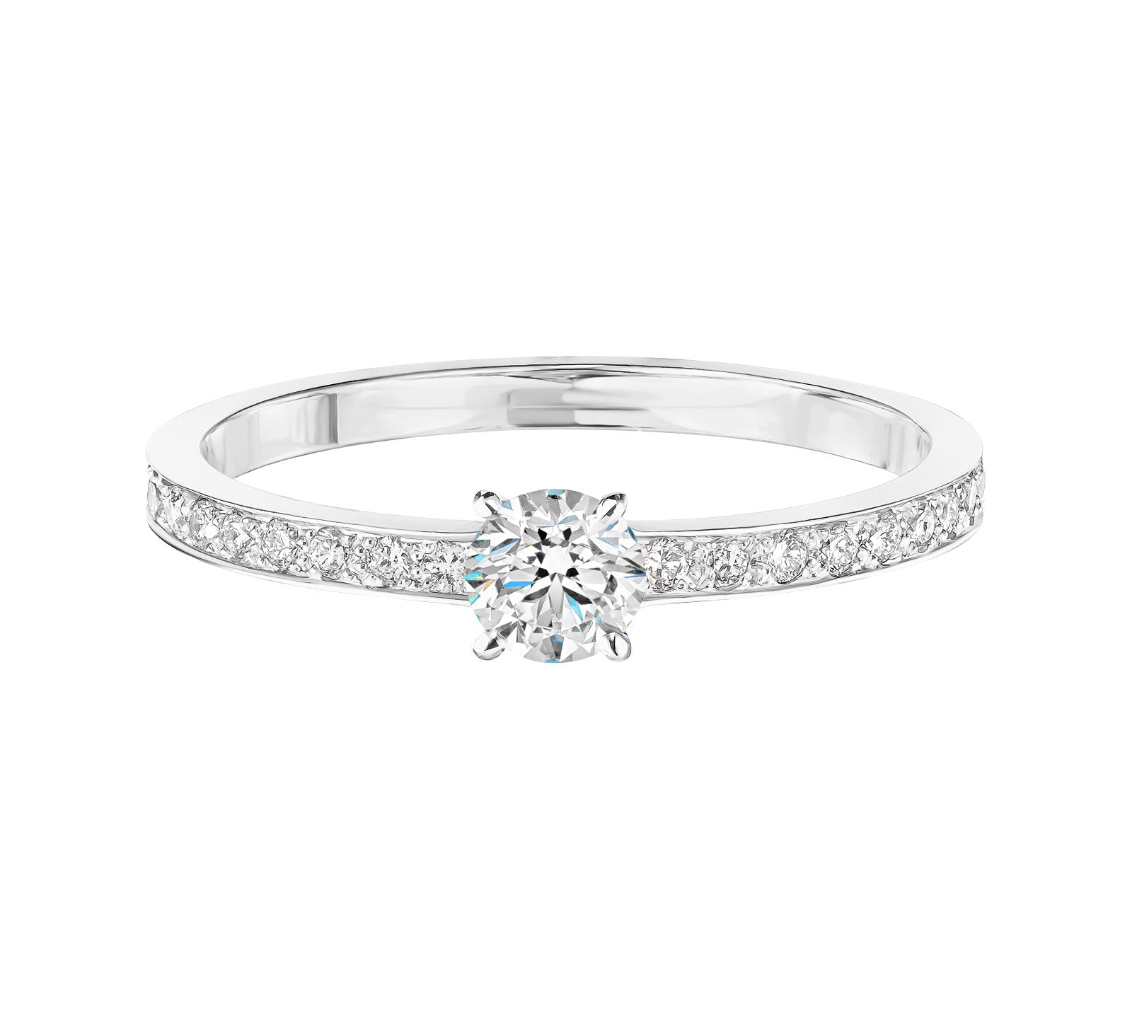 0.25 CT Round Shaped Moissanite Pave Setting Engagement Ring 1