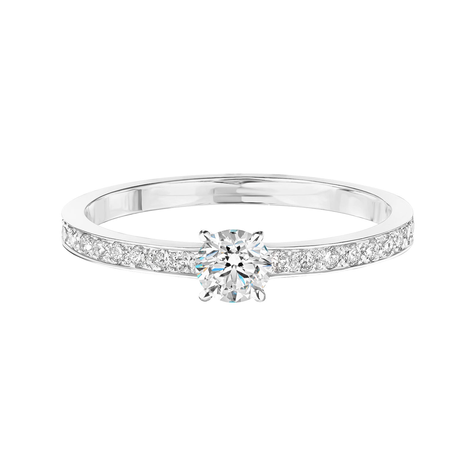 0.25 CT Round Shaped Moissanite Pave Setting Engagement Ring 1