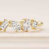 0.24 CT Asscher, Baguette, Oval, Princess & Pear Shaped Moissanite Multi Stones Wedding Band 3