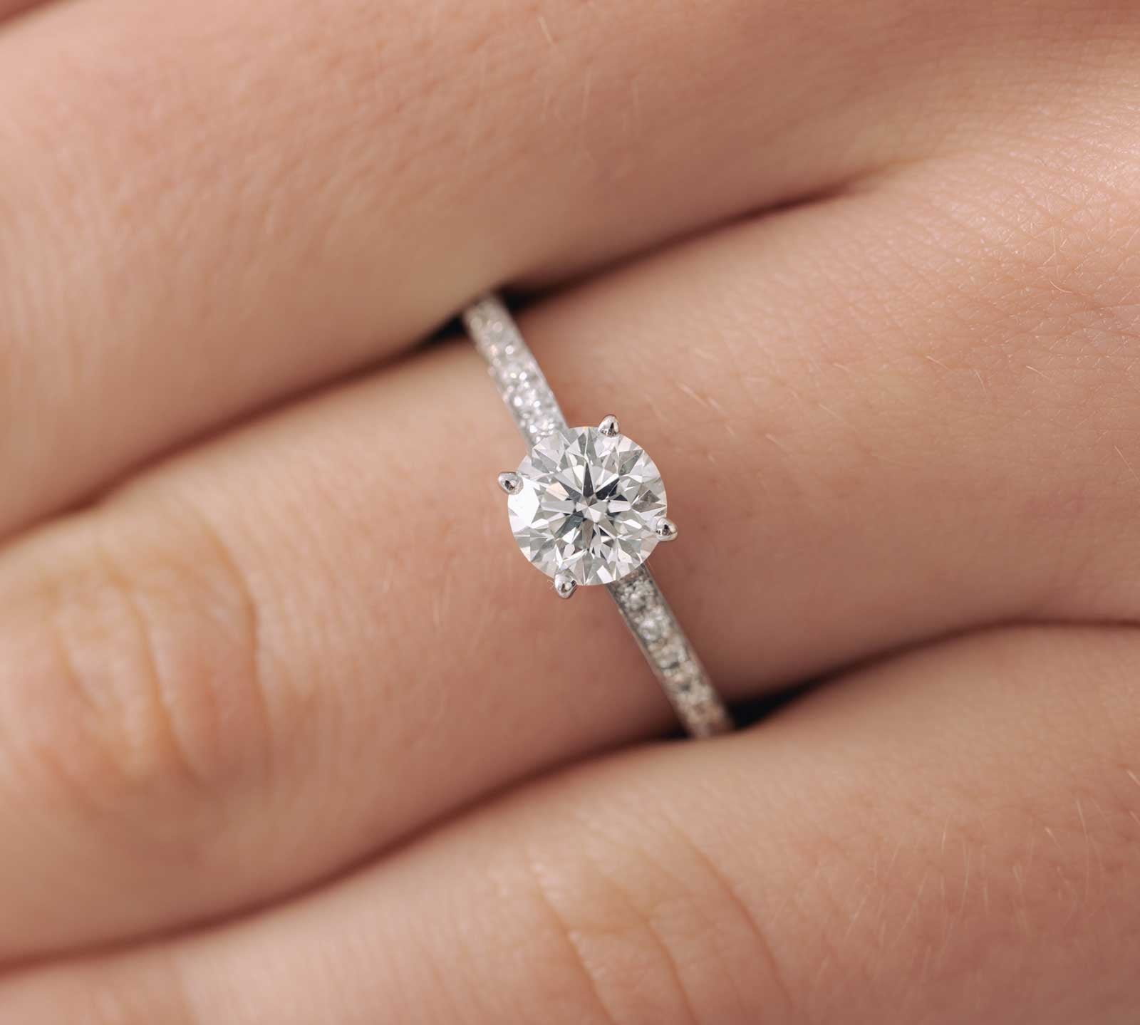 0.80 CT Round Shaped Moissanite Pave Setting Engagement Ring 2