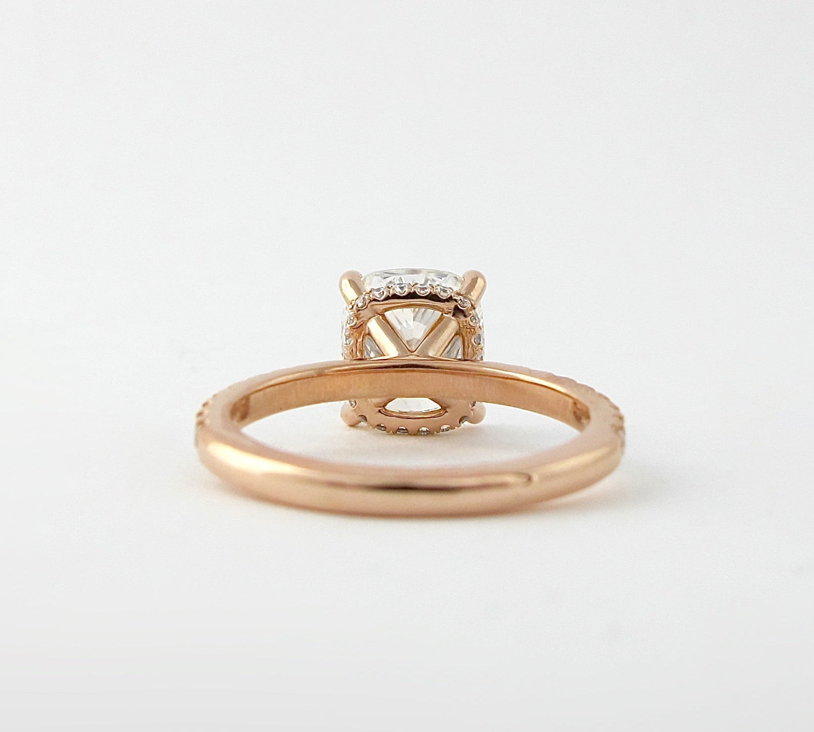 1.5 CT Cushion Hidden Halo & Pave Moissanite Engagement Ring 3