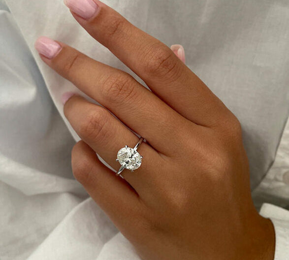 2.1 CT Oval Cut Solitaire Style Moissanite Engagement Ring 2