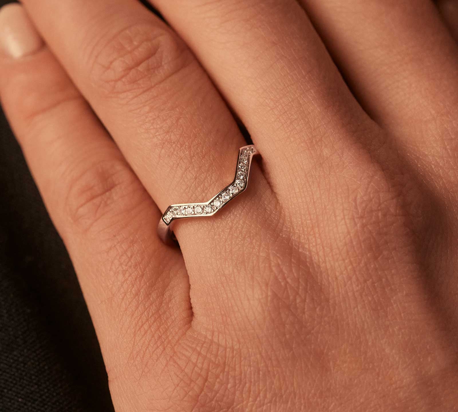 0.11 CT Round Shaped Moissanite Curved Wedding Band 2