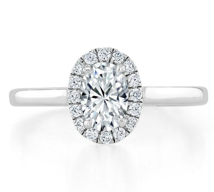 0.75 CT Oval Cut Halo Moissanite Engagement Ring 1