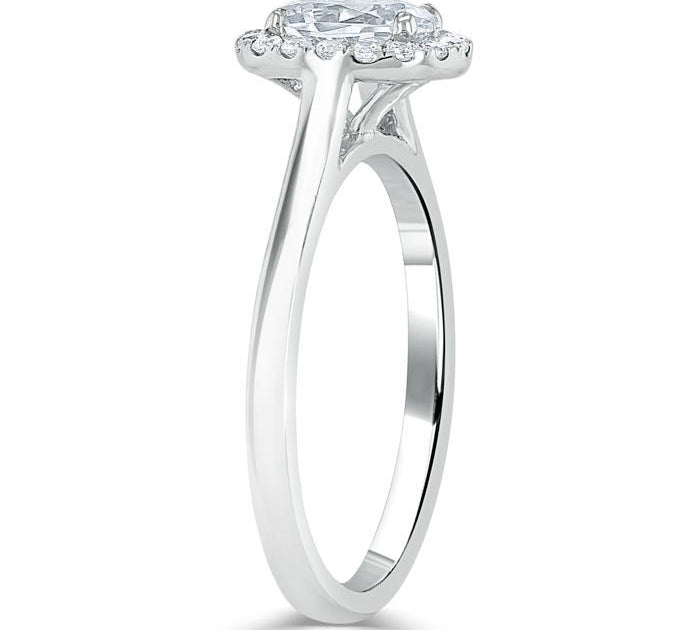 0.75 CT Oval Cut Halo Moissanite Engagement Ring 3