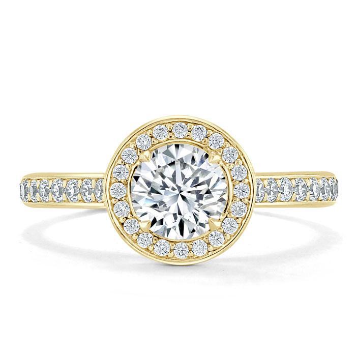 0.75 CT Round Cut Halo Pave Moissanite Engagement Ring 5