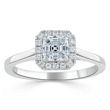 0.75 CT Asscher Cut Halo Moissanite Engagement Ring 3