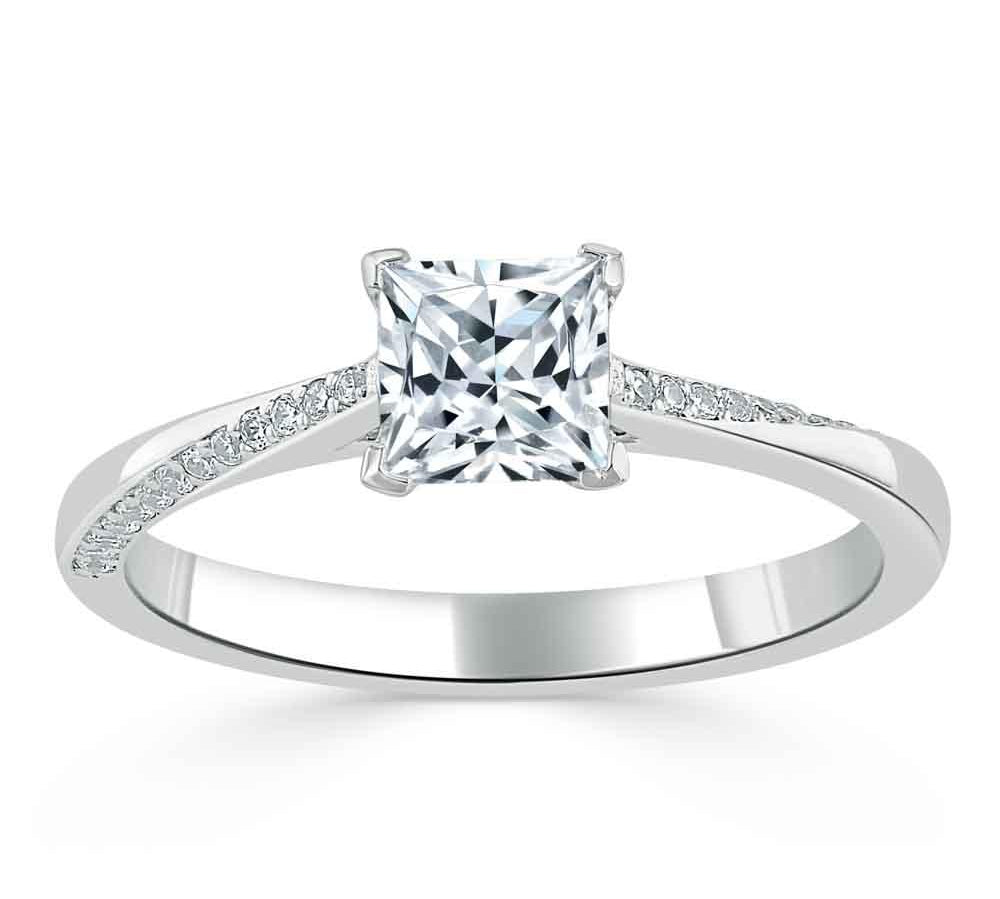 0.75 CT Princess Cut Solitaire Moissanite Engagement Ring 2