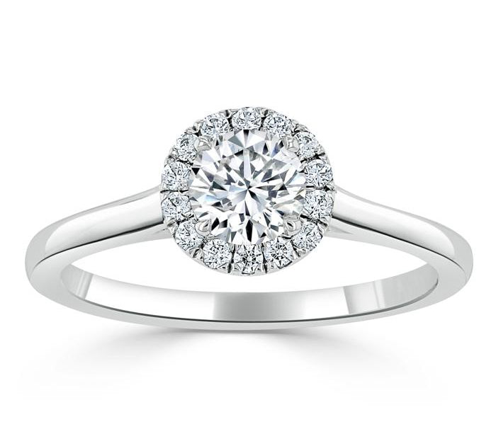 0.75 CT Round Cut Halo Moissanite Engagement Ring 3