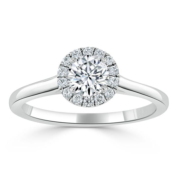 0.75 CT Round Cut Halo Moissanite Engagement Ring 3