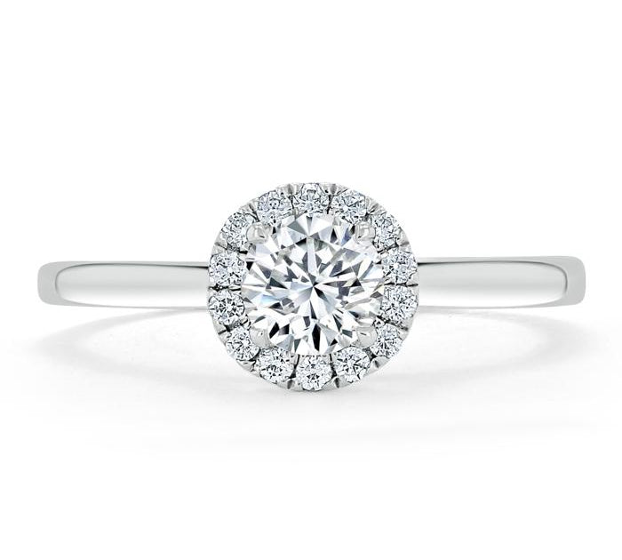 0.75 CT Round Cut Halo Moissanite Engagement Ring 1