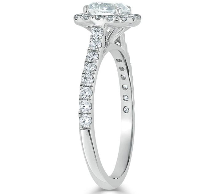0.75 CT Round Cut Halo Pave Moissanite Engagement Ring 3