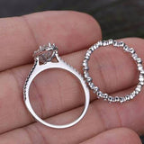 1.0 CT Marquise Cut Halo Moissanite Bridal Ring Set 5