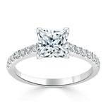 1.0 CT Princess Cut Solitaire Pave Setting Moissanite Engagement Ring 2