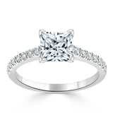 1.0 CT Princess Cut Solitaire Pave Setting Moissanite Engagement Ring 2