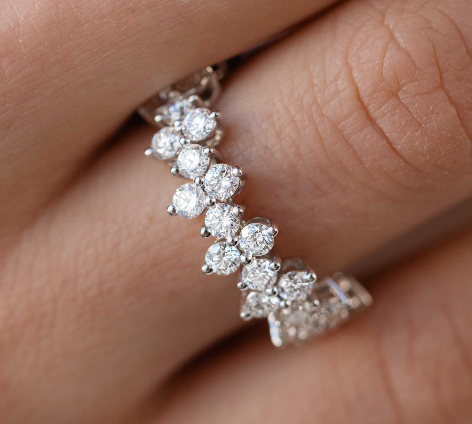 2.0 CT Round Shaped Moissanite Cluster Wedding Band 2