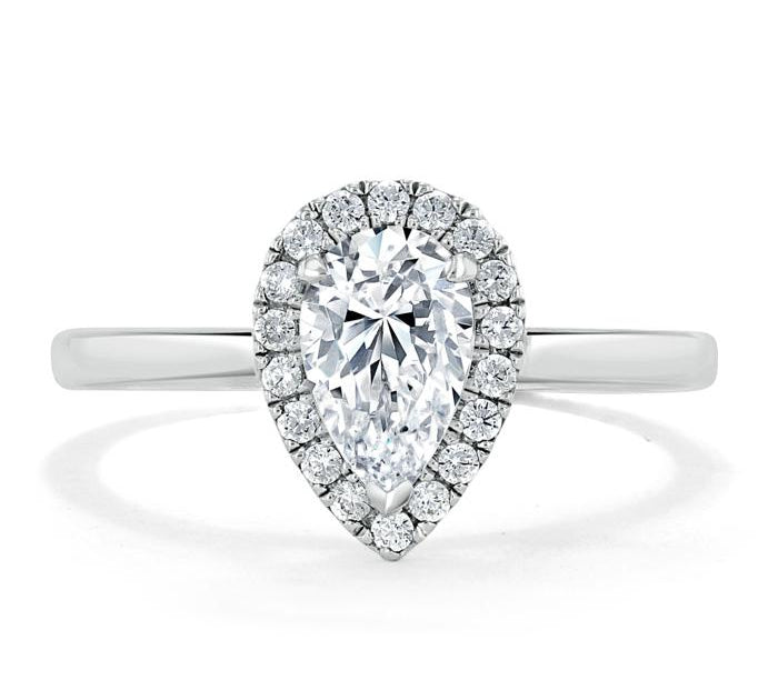 1.0 CT Pear Cut Halo Moissanite Engagement Ring 3