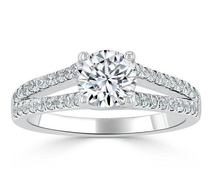0.75 CT Round Cut Solitaire Split Shank Style Moissanite Engagement Ring 2