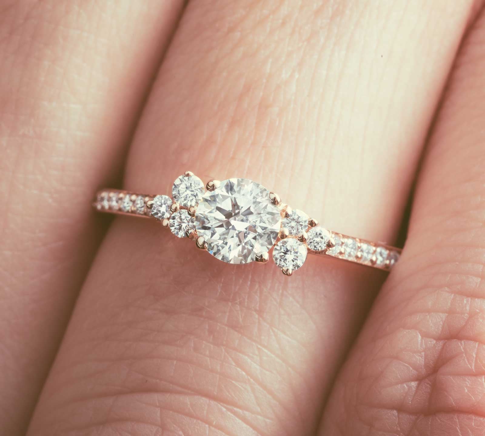 0.40 CT Round Shaped Moissanite Cluster Engagement Ring 2