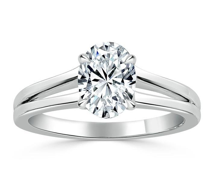 0.94 CT Oval Cut Solitaire Moissanite Engagement Ring 2