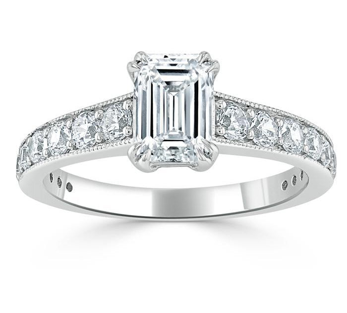 0.75 CT Emerald Cut Solitaire Moissanite Engagement Ring 2