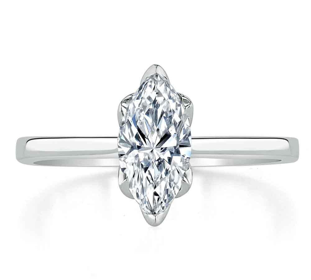 1.0 CT Marquise Cut Solitaire Moissanite Engagement Ring 1