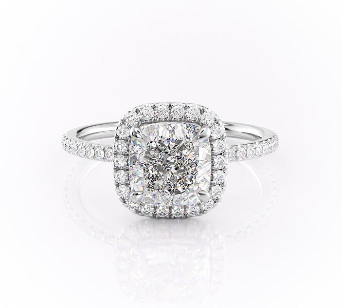 2.54 CT Cushion Cut Halo Style Moissanite Engagement Ring 10