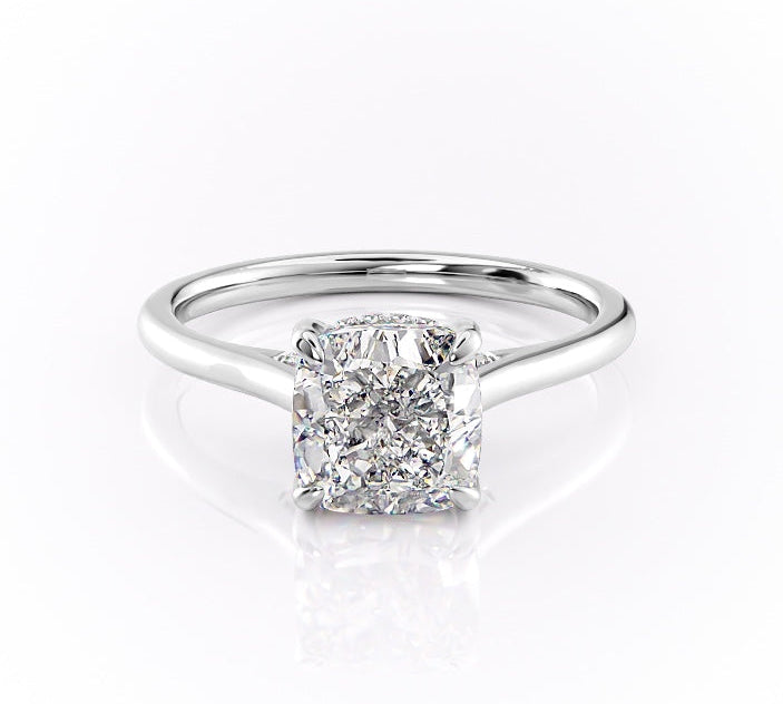 2.15 CT Cushion Cut Solitaire Moissanite Engagement Ring 10