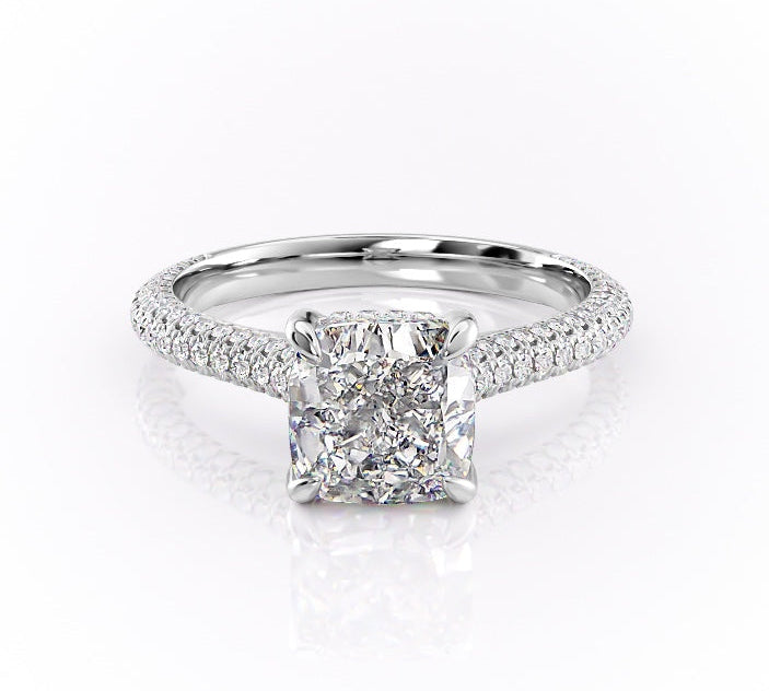 2.54 CT Cushion Cut Pave Setting Moissanite Engagement Ring 10