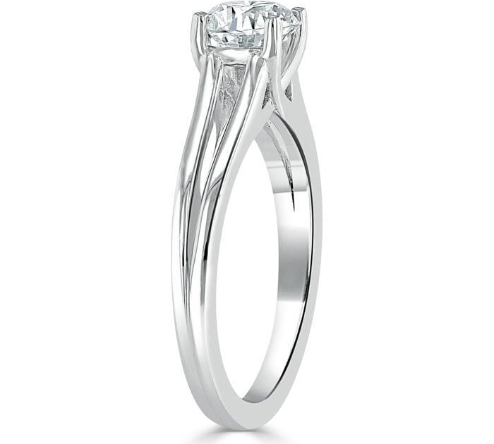 1.0 CT Cushion Cut Solitaire Split Shank Setting Moissanite Engagement Ring 3