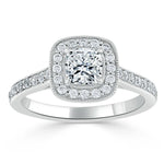 1.0 CT Cushion Cut Moissanite Halo Channel Pave Engagement Ring 2